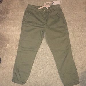 Zara Basic Z1975 Denim Green Crop Pants